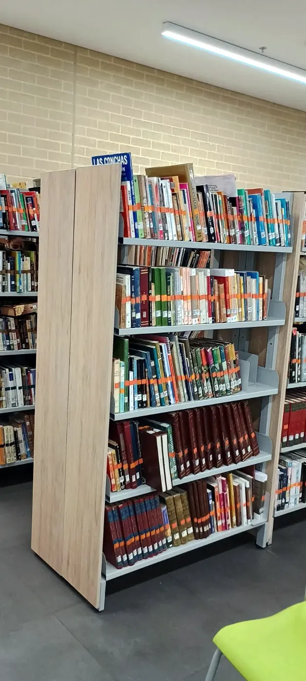 Biblioteca: Estantería metálica para libros, de doble cara.